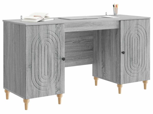 Asztal polcokkal Szürke Sonoma 142,5 x 50 x 75 cm Szerelt Fa