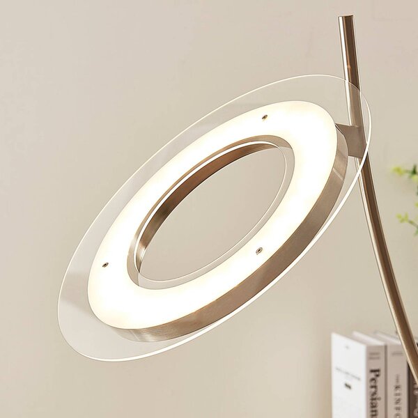 Lindby Darion LED állólámpa, szürke, fém, fényerőszabályzó, 180cm, dimmelhető, Alu / szürke / cink, Nappali / Étkező, fém, Modern