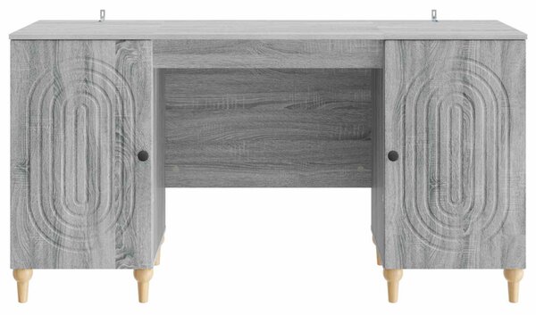 Asztal polcokkal Szürke Sonoma 142,5 x 50 x 75 cm Szerelt Fa