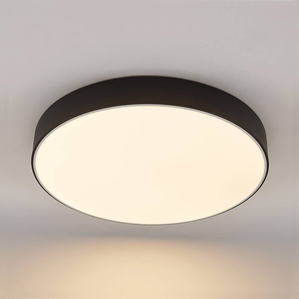 Lindby LED mennyezeti lámpa Simera, Ø 50cm, fekete, fém, dimmelhető, Fekete, Nappali / Étkező, Műanyag, Modern