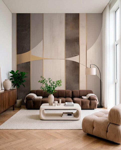 Fotótapéta Geometrikus panelek íves és pezsgő színű díszítéssel, Fotótapéta geometria, w04616 : Uwalls.hu