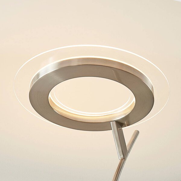 Lindby Darion LED állólámpa, szürke, fém, fényerőszabályzó, 180cm, dimmelhető, Alu / szürke / cink, Nappali / Étkező, fém, Modern