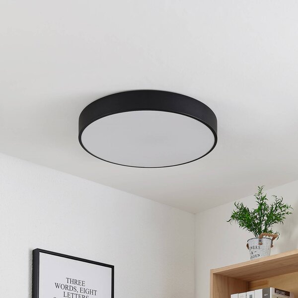 Lindby LED mennyezeti lámpa Simera, Ø 50cm, fekete, fém, dimmelhető, Fekete, Nappali / Étkező, Műanyag, Modern