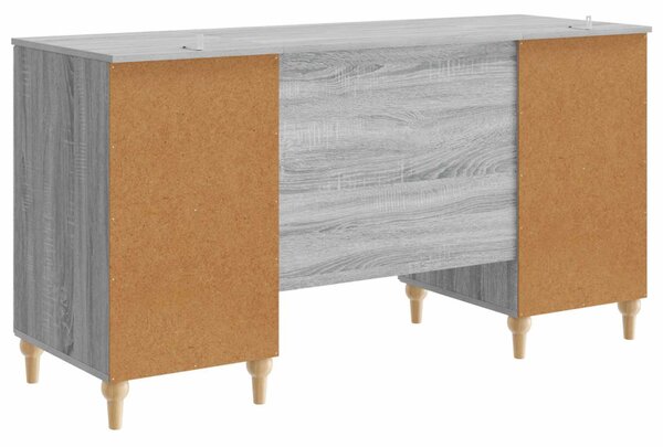 Asztal polcokkal Szürke Sonoma 142,5 x 50 x 75 cm Szerelt Fa