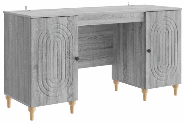 Asztal polcokkal Szürke Sonoma 142,5 x 50 x 75 cm Szerelt Fa