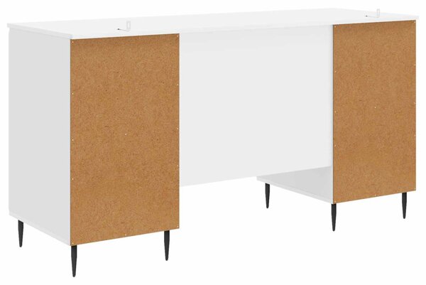 Asztal polcokkal Magasfényű Fehér 142,5 x 50 x 75 cm Szerelt Fa
