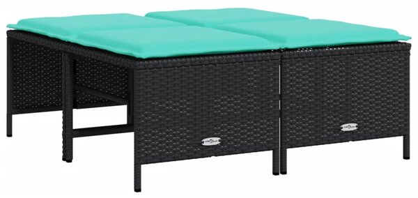 4 db fekete polyrattan kerti szék párnákkal