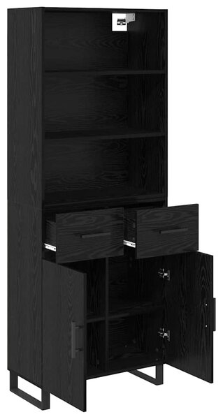Magasfiú 2 pcs Fekete tölgy 69,5 x 34 x 180 cm Faanyag