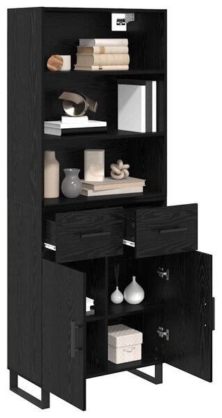 Magasfiú 2 pcs Fekete tölgy 69,5 x 34 x 180 cm Faanyag