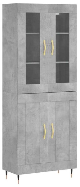 Betonszürke szerelt fa magasszekrény 69,5 x 34 x 180 cm