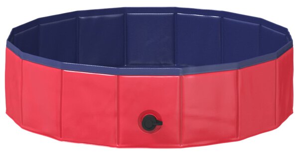 VidaXL Gyerekmedence Piros Ø 80 x 20 cm Vastag PVC és mérnöki fa