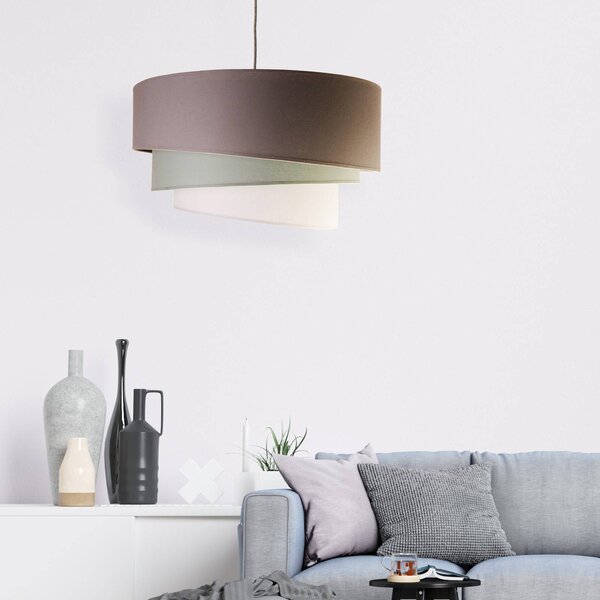 Duolla Trio mennyezeti világítás, szürke, Ø 60 cm, textil, dimmelhető, Alu / szürke / cink, Nappali / Étkező, Textil / szövet / selyem, Modern