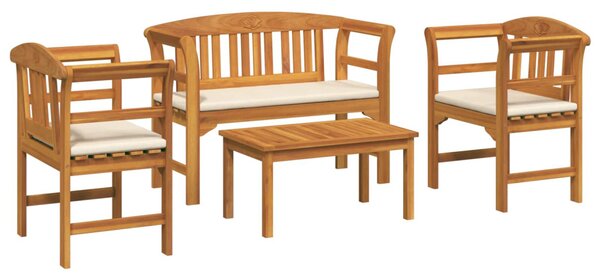 VidaXL Kerti rózsa fotel szett párnával 4 pcs Tömör Akácfa