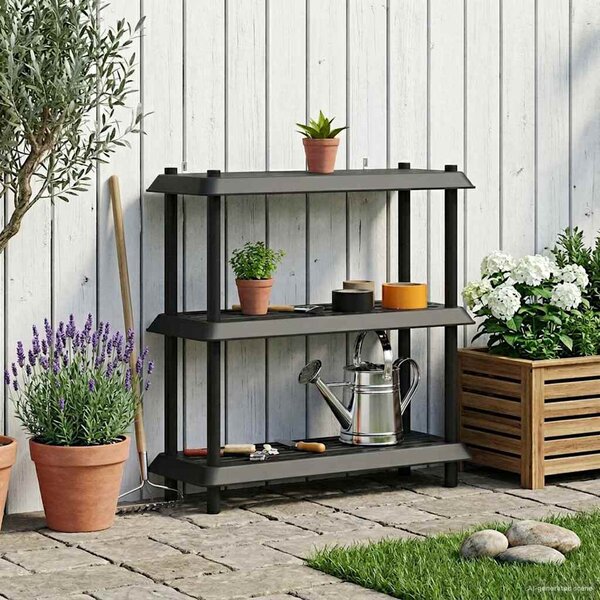 Polc egység 3 szint 100 x 40 x 96 cm PP Antracitszürke