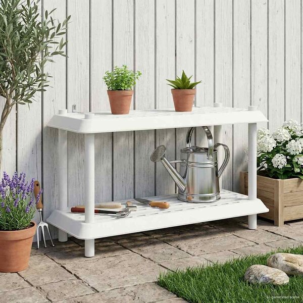 Polc egység 2 szint 100 x 40 x 55,5 cm PP Fehér