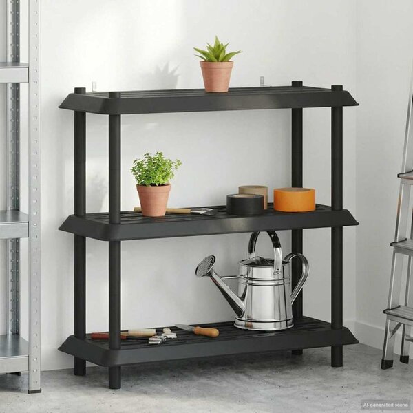 Polc egység 3 szint 100 x 40 x 96 cm PP Antracitszürke