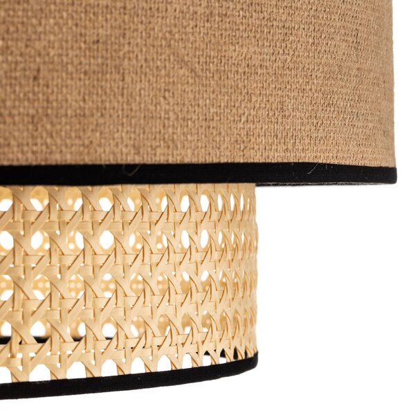 Duolla Boho lógó világítás, barna/fa, átmérő 45 cm, textil/rattan, dimmelhető, Világos fa, Nappali / Étkező, Textil / szövet / selyem, Vidéki otthon / Rusztikus