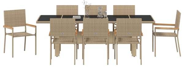 Kert étkező szett 9 pcs Bézs polirattan