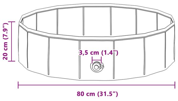 VidaXL Gyerekmedence Piros Ø 80 x 20 cm Vastag PVC és mérnöki fa