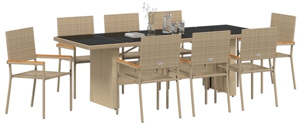Kert étkező szett 9 pcs Bézs polirattan