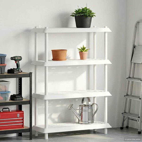 Polc egység 4 szint 100 x 40 x 136,5 cm PP Fehér