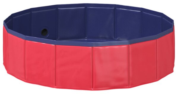 VidaXL Gyerekmedence Piros Ø 80 x 20 cm Vastag PVC és mérnöki fa