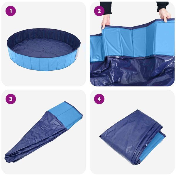 VidaXL Gyerekmedence Kék Ø 120 x 30 cm Vastag PVC és mérnöki fa