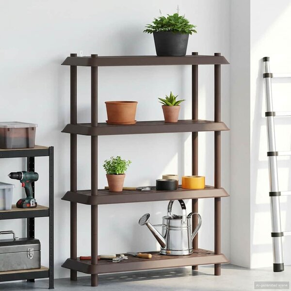 Polc egység 4 szint 100 x 40 x 136,5 cm PP Barna