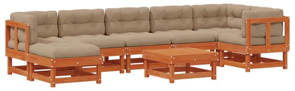 VidaXL Kerti lounge szett ARAKIL 8 pcs Viaszbarna Tömör Fenyőfa