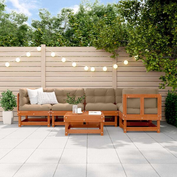 VidaXL Kerti lounge szett 6 pcs Viaszbarna Tömör Fenyőfa