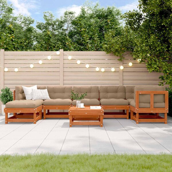 VidaXL Kerti lounge szett ARAKIL 8 pcs Viaszbarna Tömör Fenyőfa