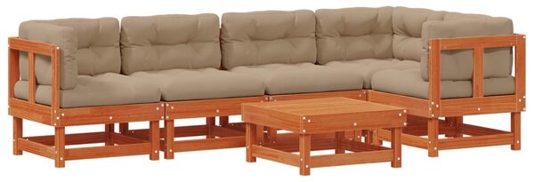 VidaXL Kerti lounge szett 6 pcs Viaszbarna Tömör Fenyőfa