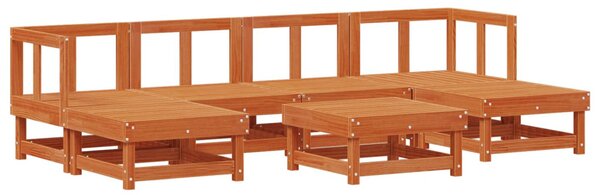 VidaXL Kerti lounge szett 7 pcs Viaszbarna Tömör Fenyőfa