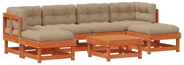 VidaXL Kerti lounge szett 7 pcs Viaszbarna Tömör Fenyőfa