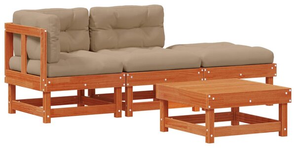 VidaXL Kerti lounge szett 4 pcs Viaszbarna Tömör Fenyőfa