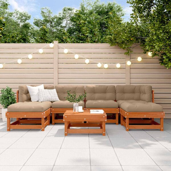 VidaXL Kerti lounge szett 7 pcs Viaszbarna Tömör Fenyőfa