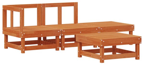VidaXL Kerti lounge szett 4 pcs Viaszbarna Tömör Fenyőfa
