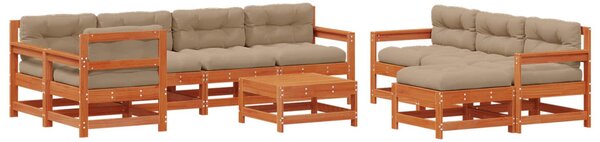 VidaXL Kerti lounge szett 10 pcs Viaszbarna Tömör Fenyőfa