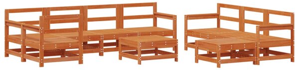 VidaXL Kerti lounge szett 10 pcs Viaszbarna Tömör Fenyőfa