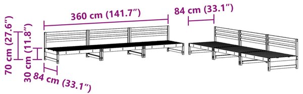 Kerti lounge szett 6 pcs Viaszbarna Tömör fenyő