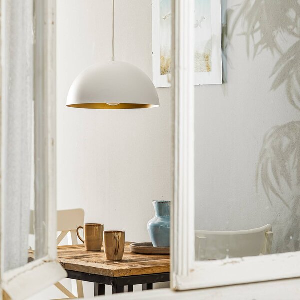 Eko-Light Beta lógó lámpa fehér-arany színben, dimmelhető, Fehér / opál, Nappali / Étkező, fém, Modern