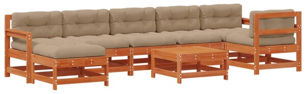 VidaXL Kerti lounge szett 8 pcs Viaszbarna Tömör Fenyőfa