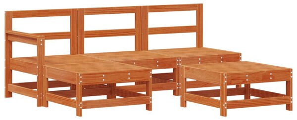 VidaXL Kerti lounge szett 5 pcs Viaszbarna Tömör Fenyőfa