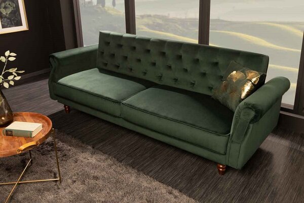Design ágyazható kanapé Talise 220 cm zöld bársony
