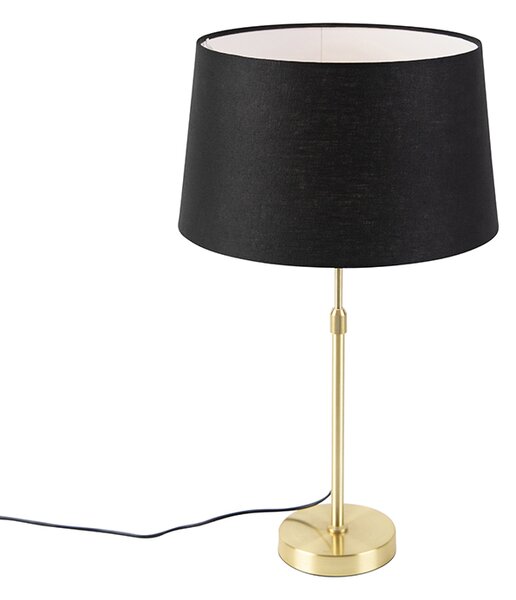 Asztali lámpa arany / sárgaréz, fekete vászon árnyalattal 35 cm - Parte