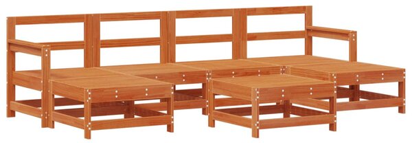 VidaXL Kerti lounge szett 7 pcs Gyantás Barna Fenyő Tömör Fenyőfa