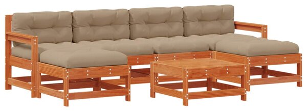 VidaXL Kerti lounge szett 7 pcs Gyantás Barna Fenyő Tömör Fenyőfa