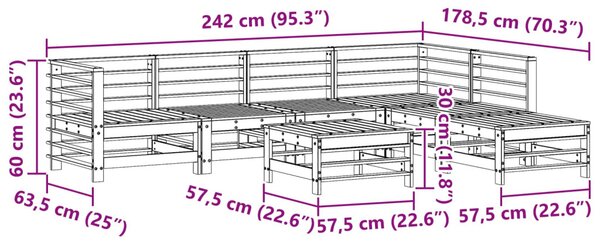VidaXL Kerti lounge szett 7 pcs Viaszbarna Tömör fenyő