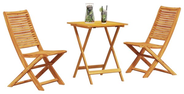 Összecsukható Bistro Szett 3 pcs Barna Tömör Akácfa