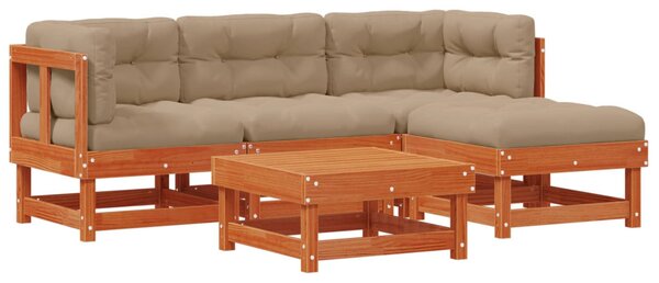 VidaXL Kerti lounge szett 15 pcs Viaszbarna Tömör Fenyőfa